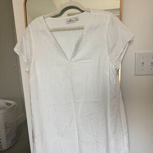 Vineyard Vines White Linen Beaded Tunic Shift Dress